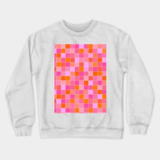 Pink and Orange, Grid, Mosaic Pattern Crewneck Sweatshirt